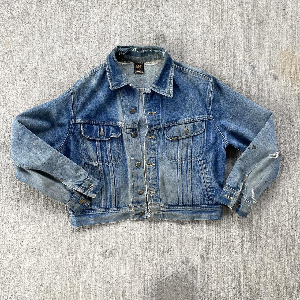 Vintage 70s tag Lee denim jacket, distressed denim... - Depop