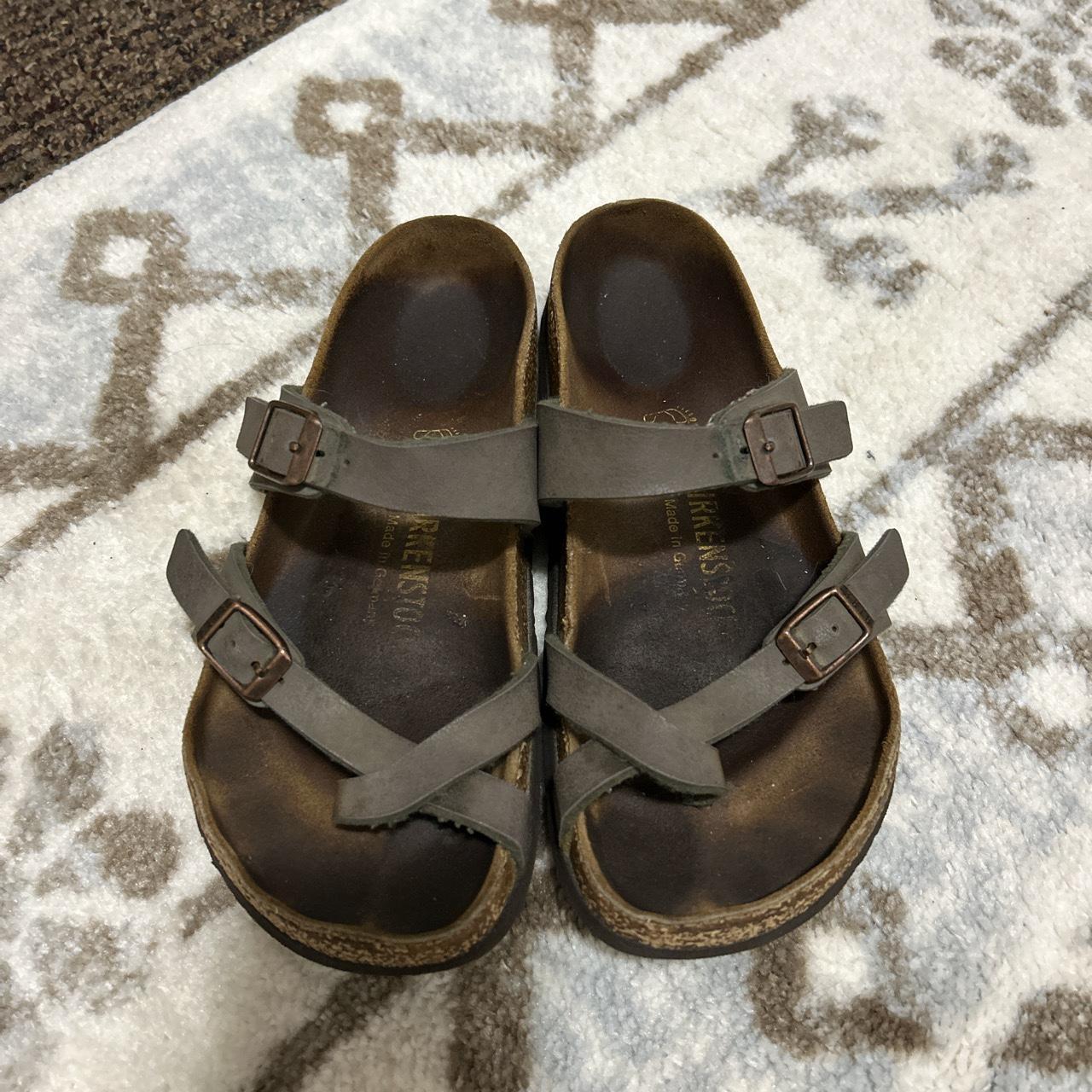 Custom LV Birkenstock Arizona White Sandals Upper - Depop