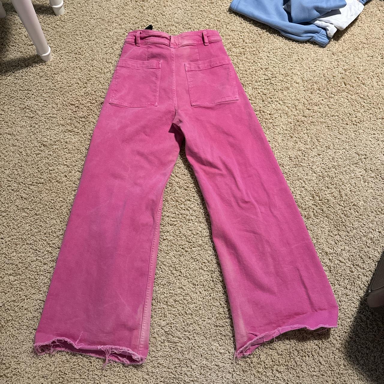 Pink Zara straight jeans, high waisted, size 4,... - Depop