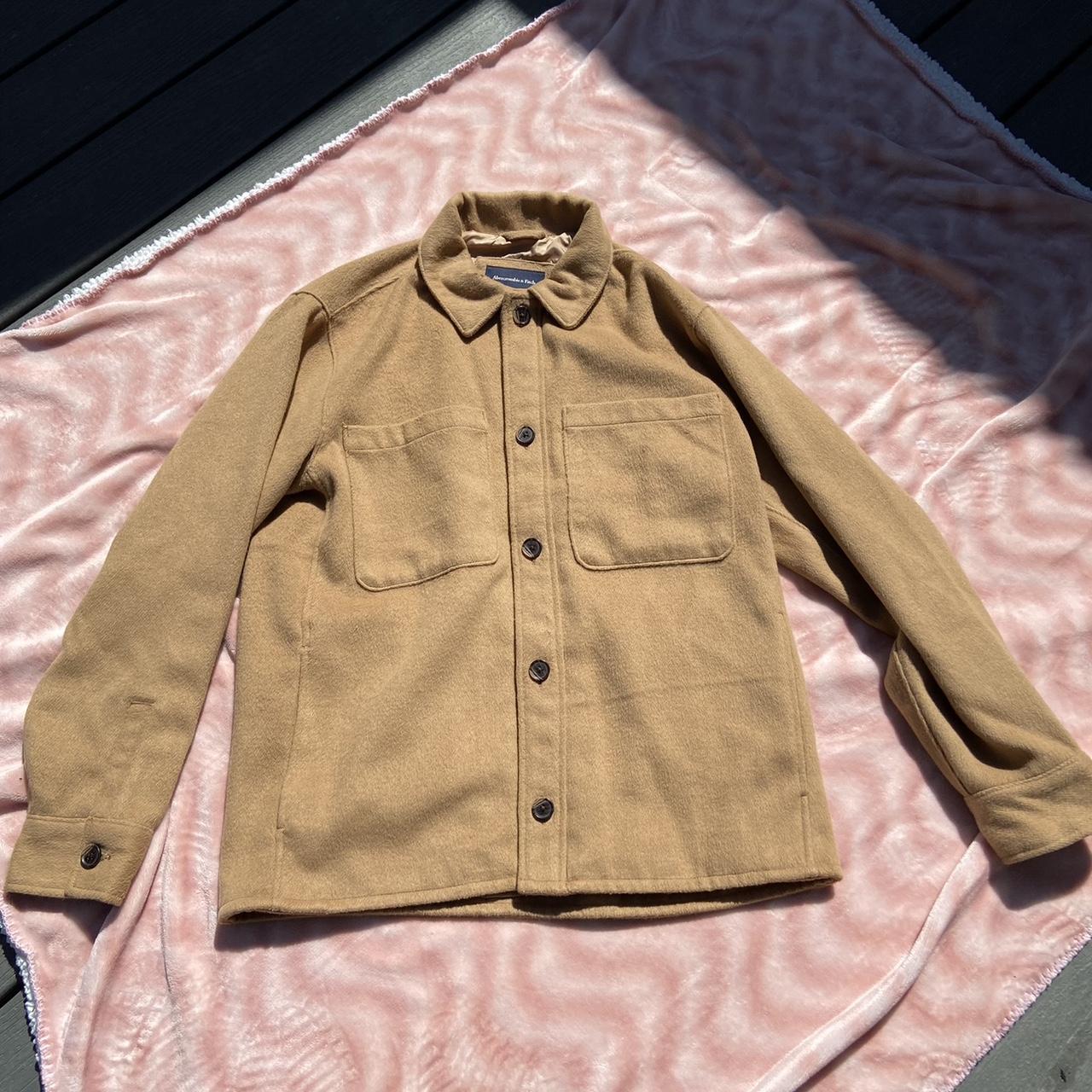 Abercrombie Button Up Shirt Jacket in Tan Never Depop