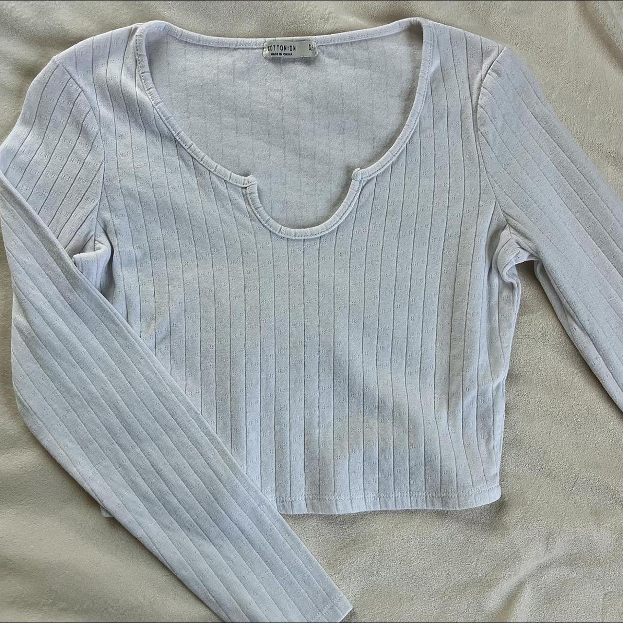 cotton on white long sleeve top white longsleeve Depop