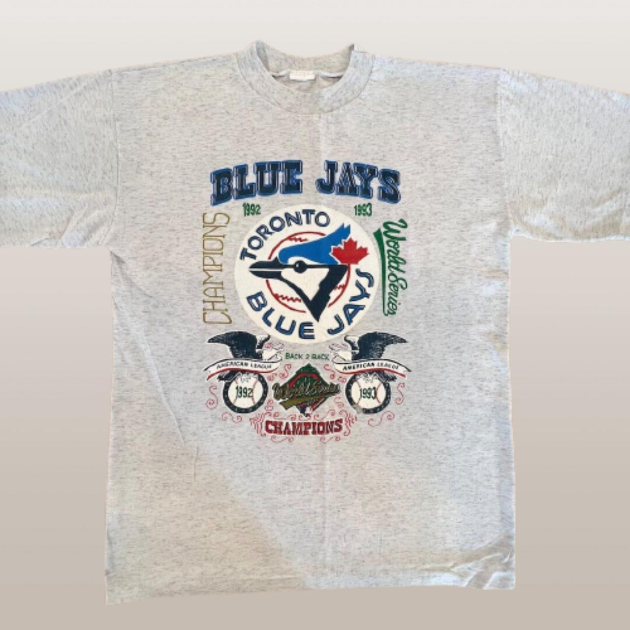 1993 Vintage TORONTO BLUE JAYS Shirt BASEBALL WORLD - Depop
