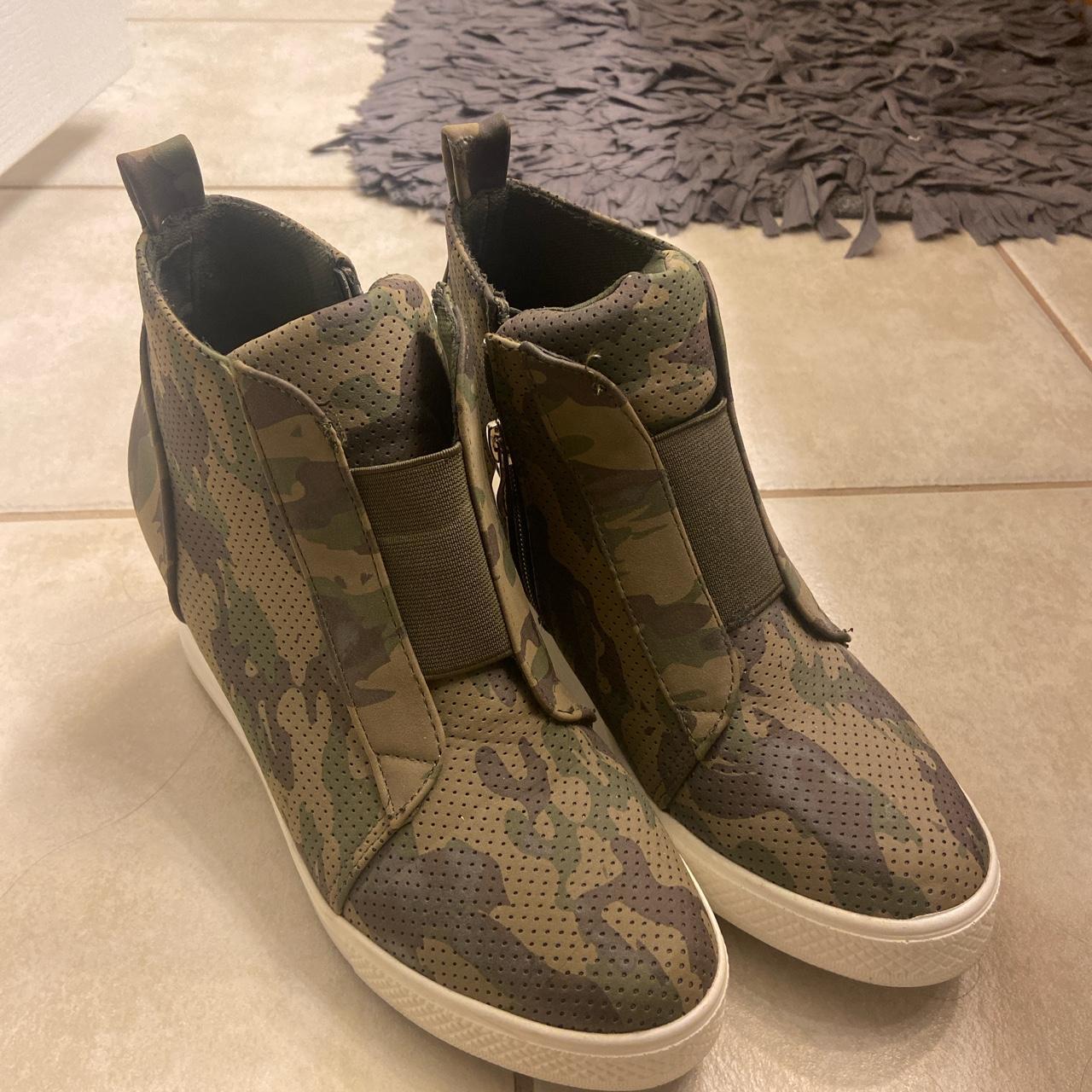 Camo wedge sneakers sale