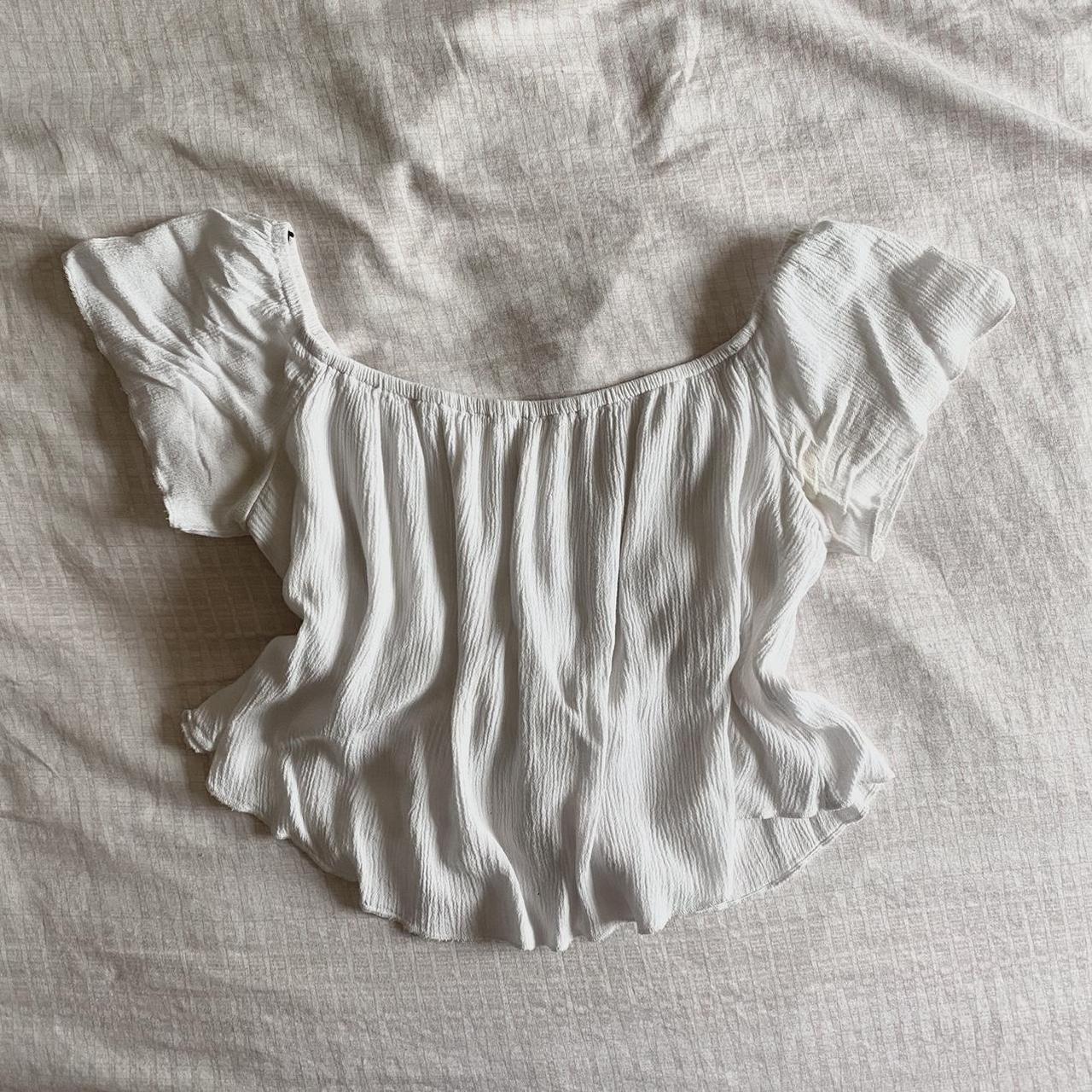 Brandy Melville white off the shoulder crop top A - Depop