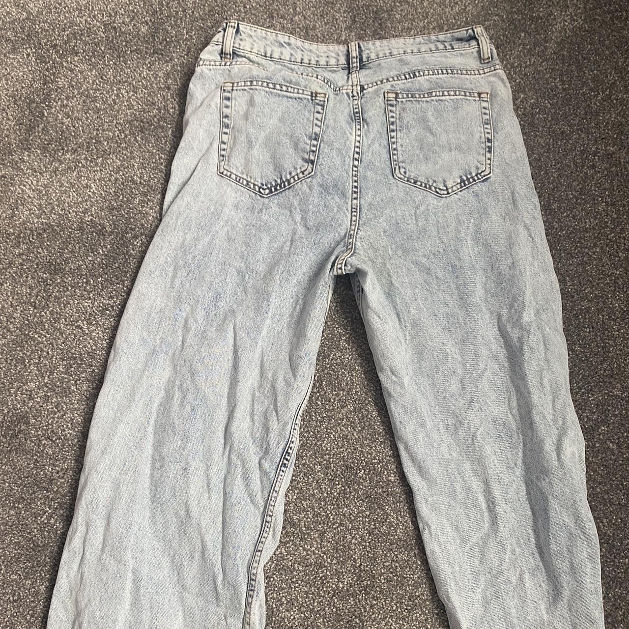 Frayed ends bleached baggy low waisted jeans - size... - Depop