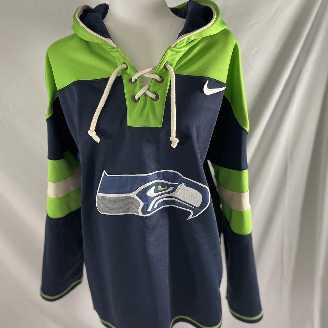 Seattle Seahawks Nike Hoodie Sweatshirt Green Blue - Depop