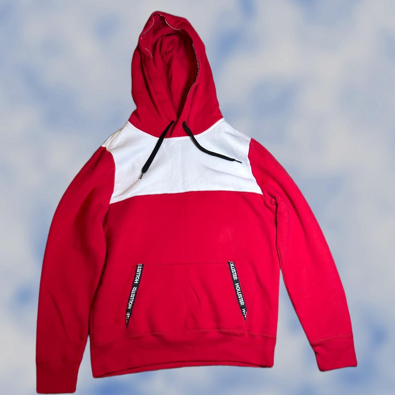 Red and white affordable Hollister hoodie hardly