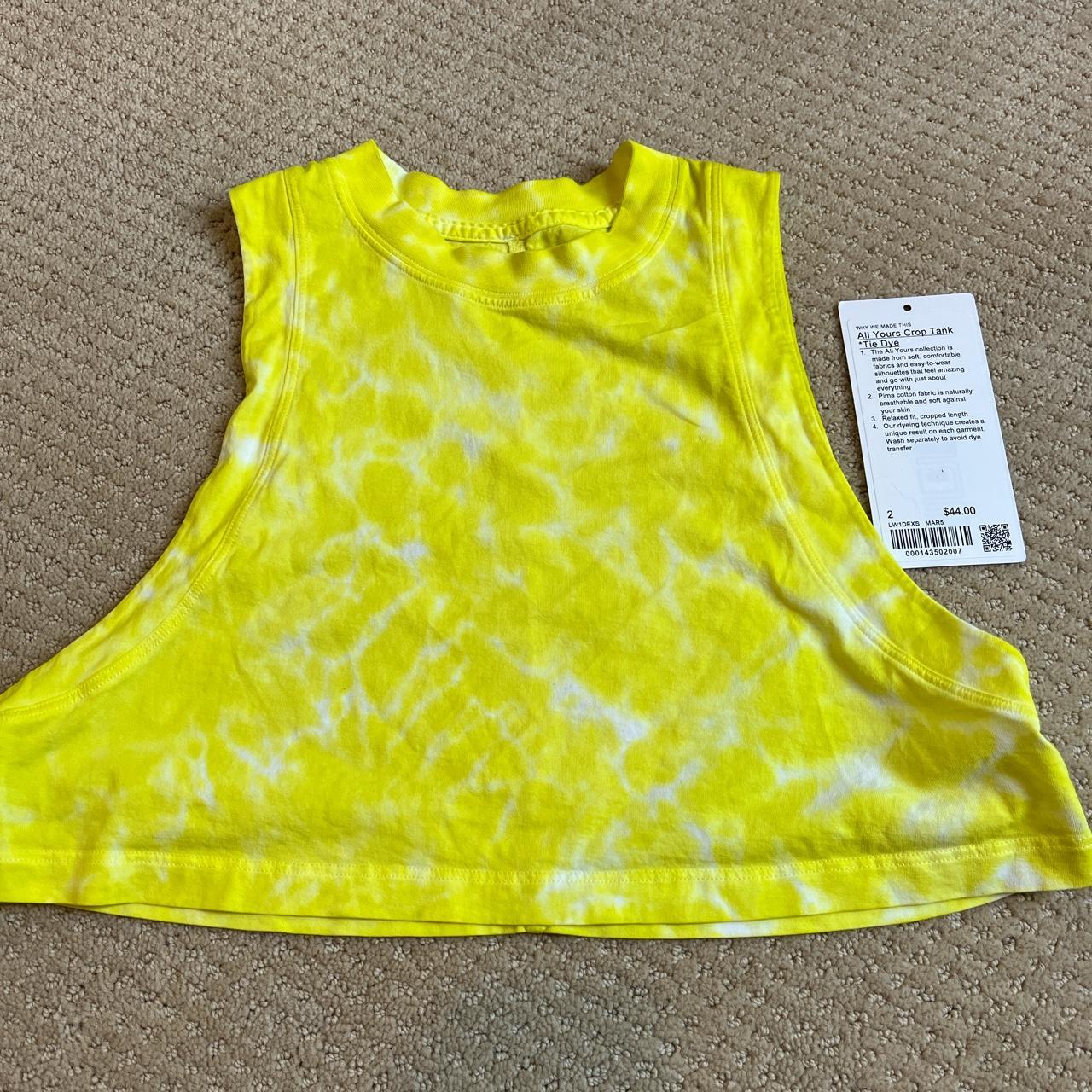 Womens Lululemon All Yours cropped tank. Yellow tie - Depop