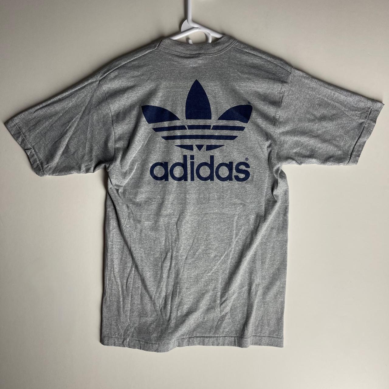 Vintage 70s/80s Adidas Grey & Blue Trefoil Logo... - Depop