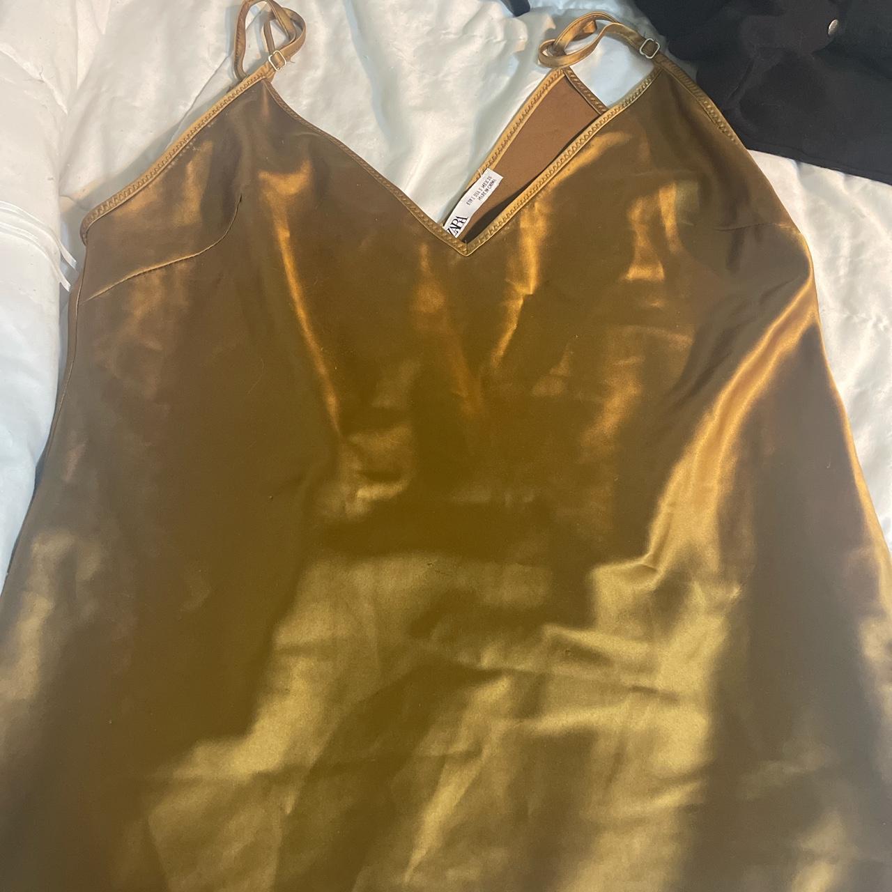 Copper / light brown Zara cami size small. Silky... Depop