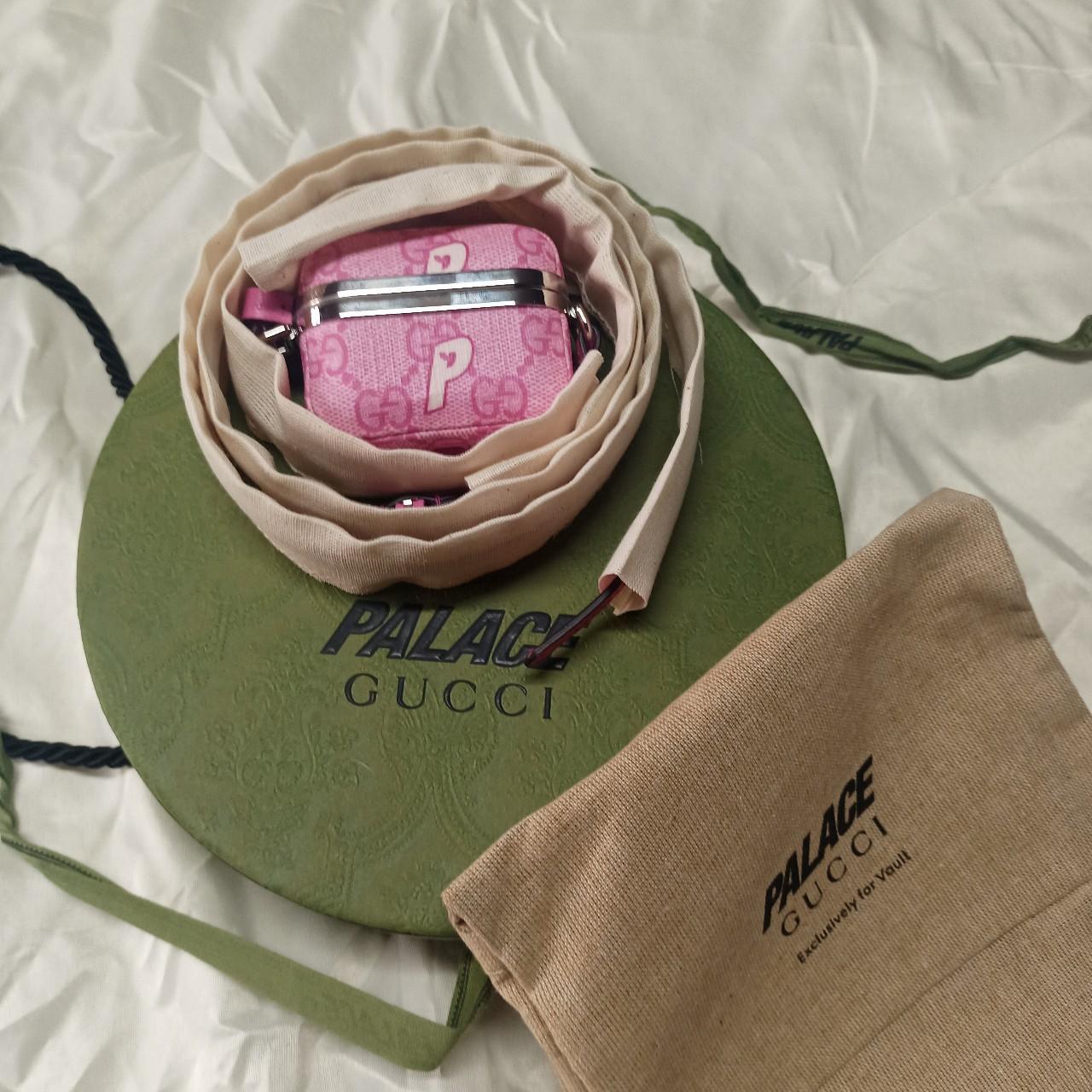Palace x Gucci GG-P Supreme Airpod Case With Adjustable Strap Pale Pink in  GG Supreme Canvas with Gold-tone - US