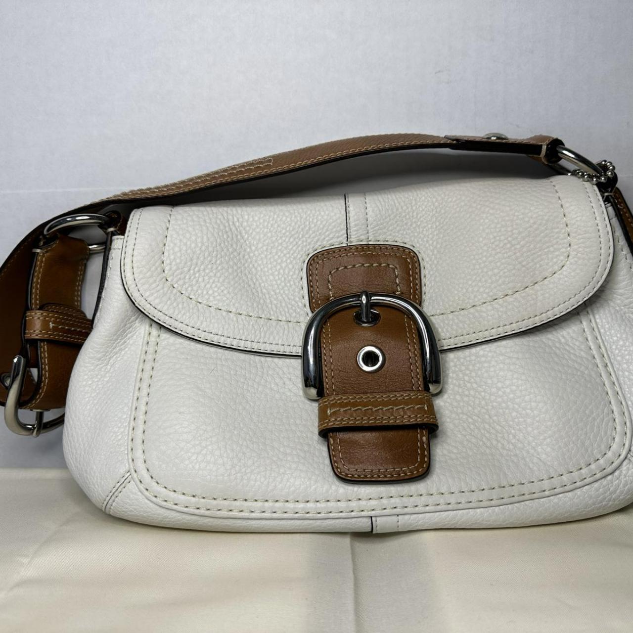 COACH Cream Pebble Leather Shoulder/Crossbody Bag - The Purse Ladies