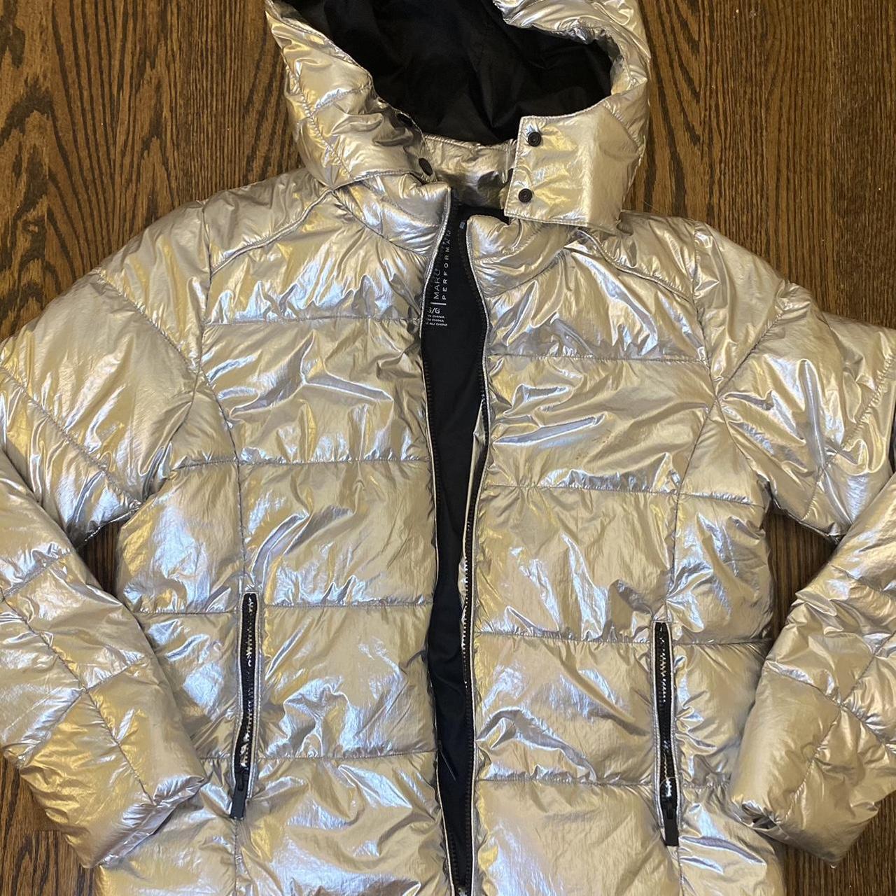 Silver Reflective futuristic puffer coat. Worn once.... - Depop