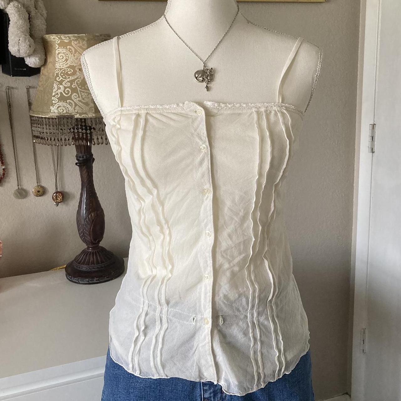 h&m short sleeve square neck top - size small - Depop