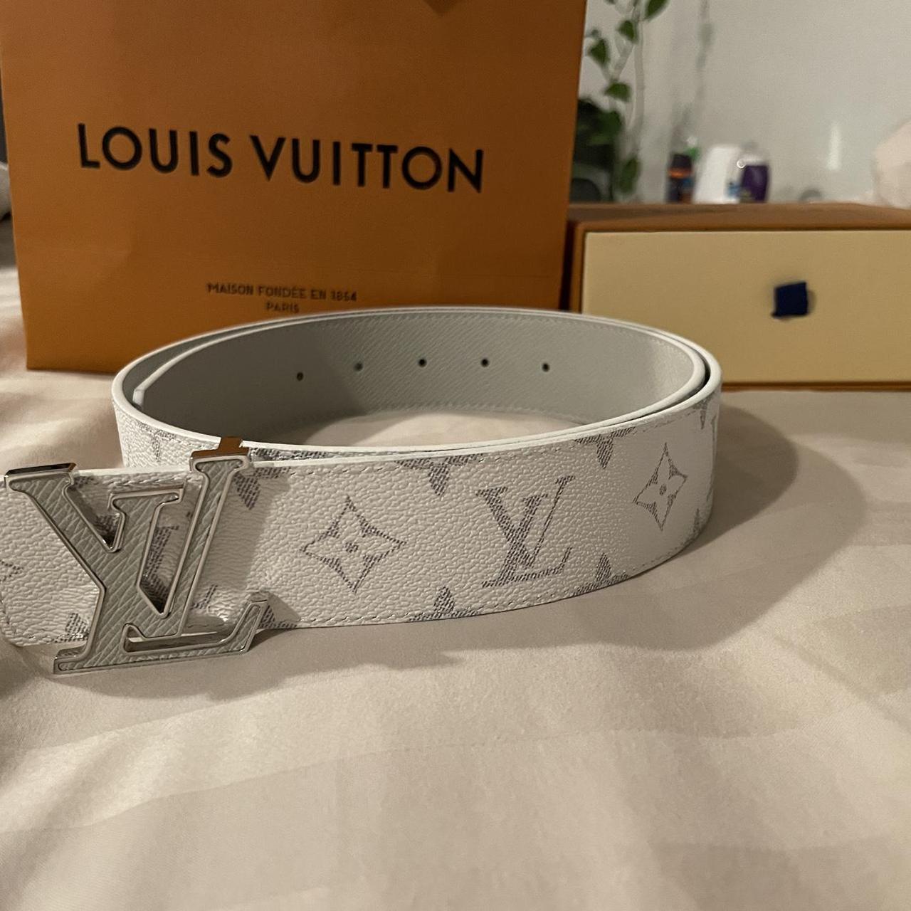 LV white/gray leather hotsell belt