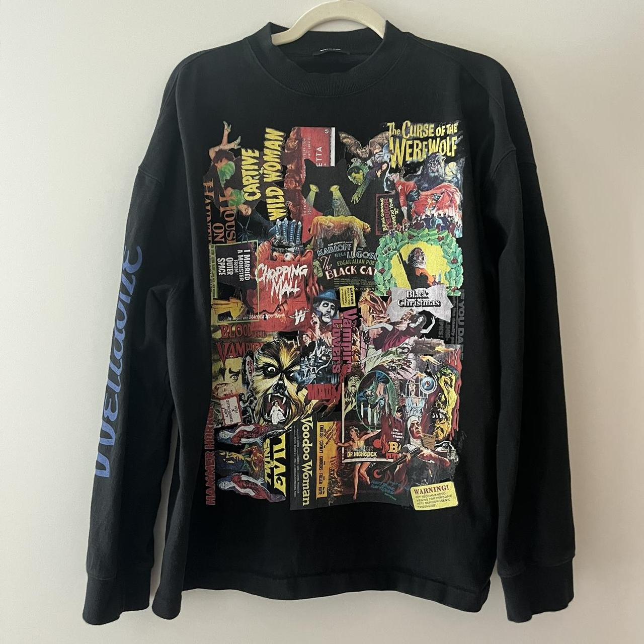 We11done horror collage print sweatshirt Thick and... - Depop