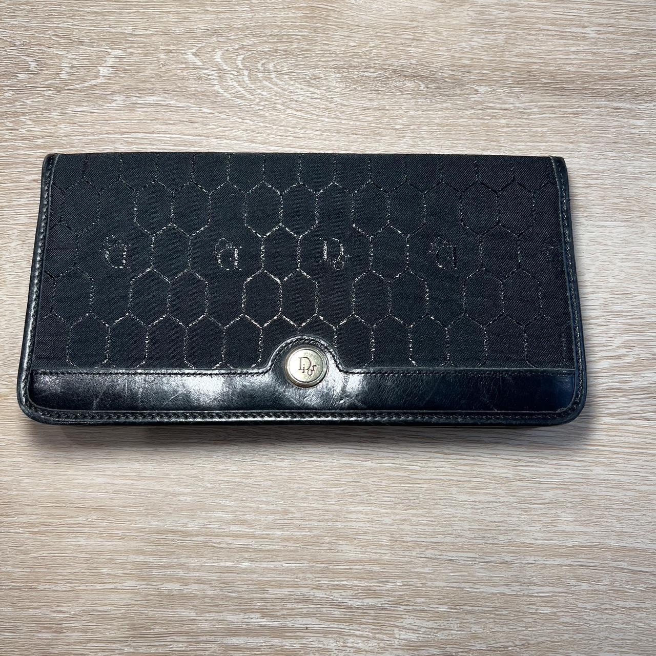 Vintage Christian Dior Embossed Black Wallet 