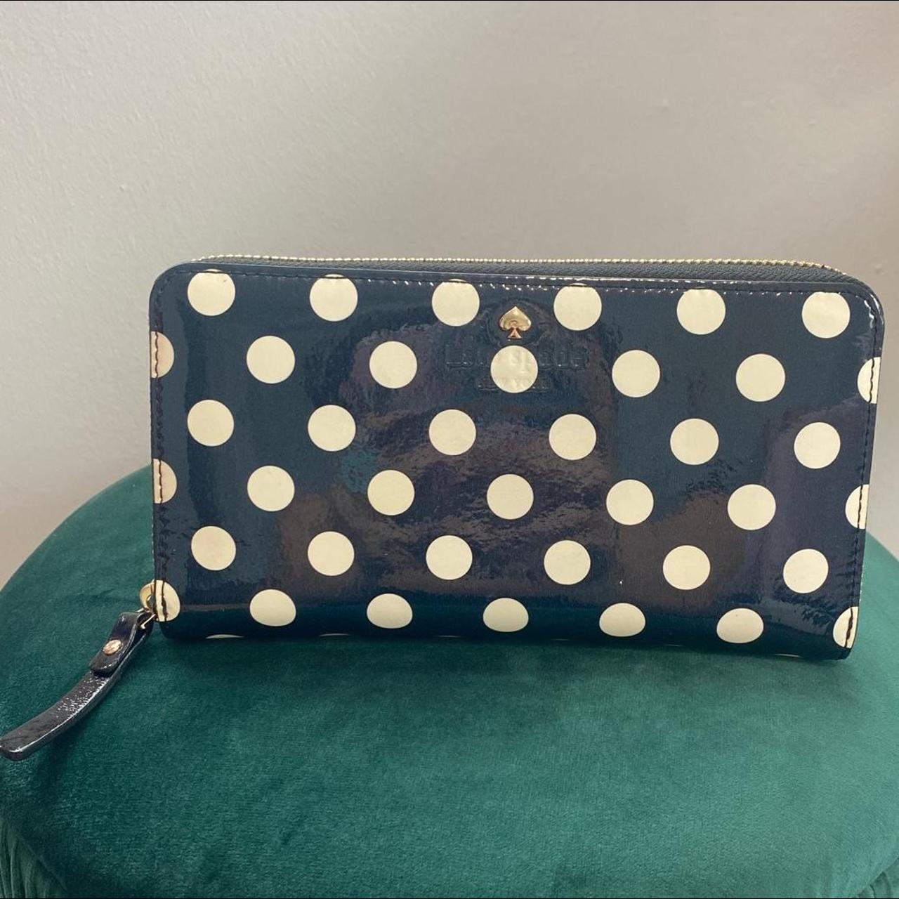 Kate spade black and cheap white polka dot wallet