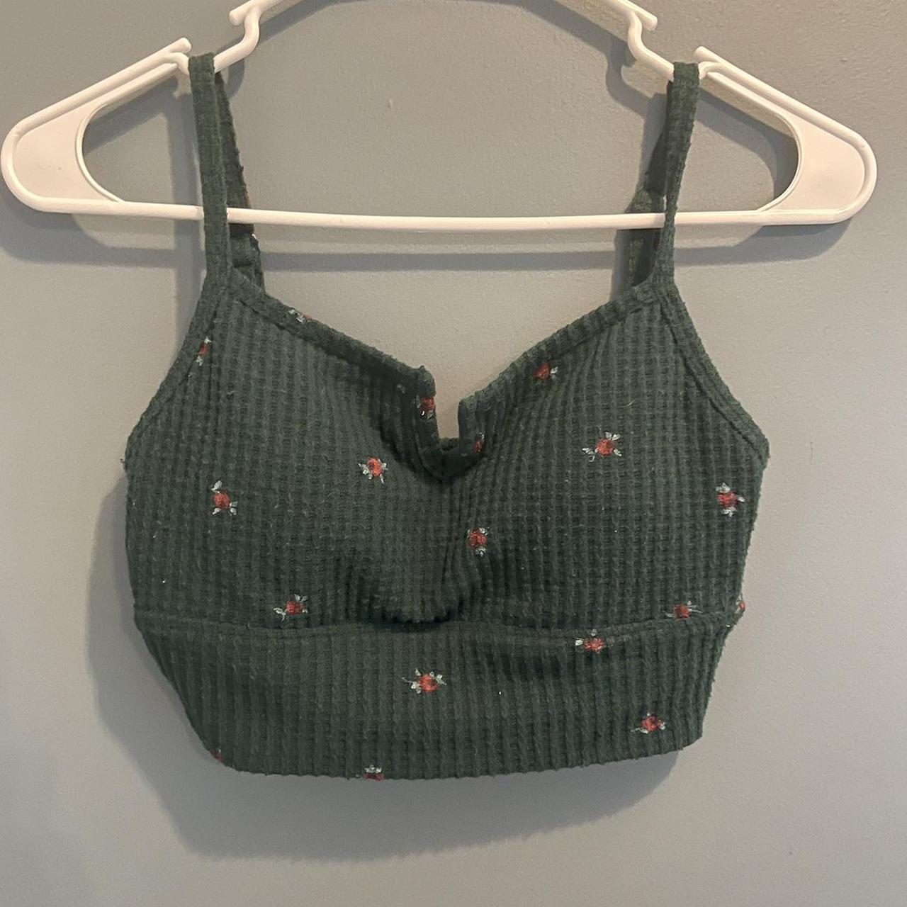 adorable green gilly hicks bralette with flowers - - Depop