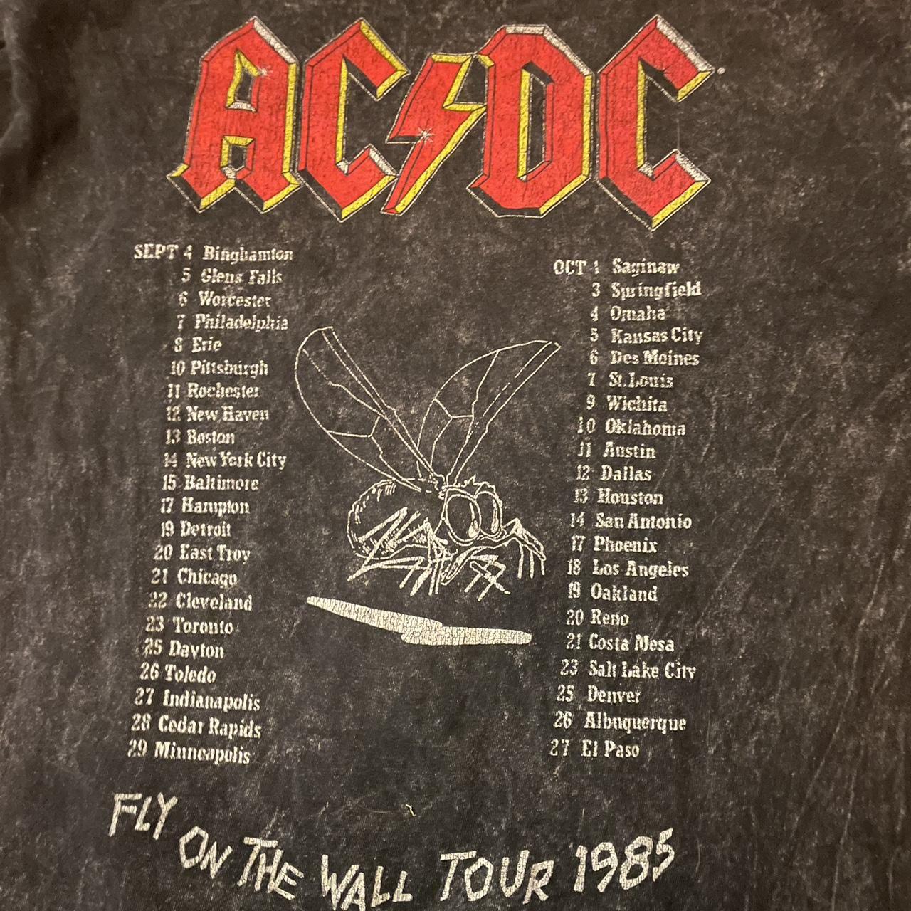 Washed black AC/DC 1985 tour shirt Excellent - Depop