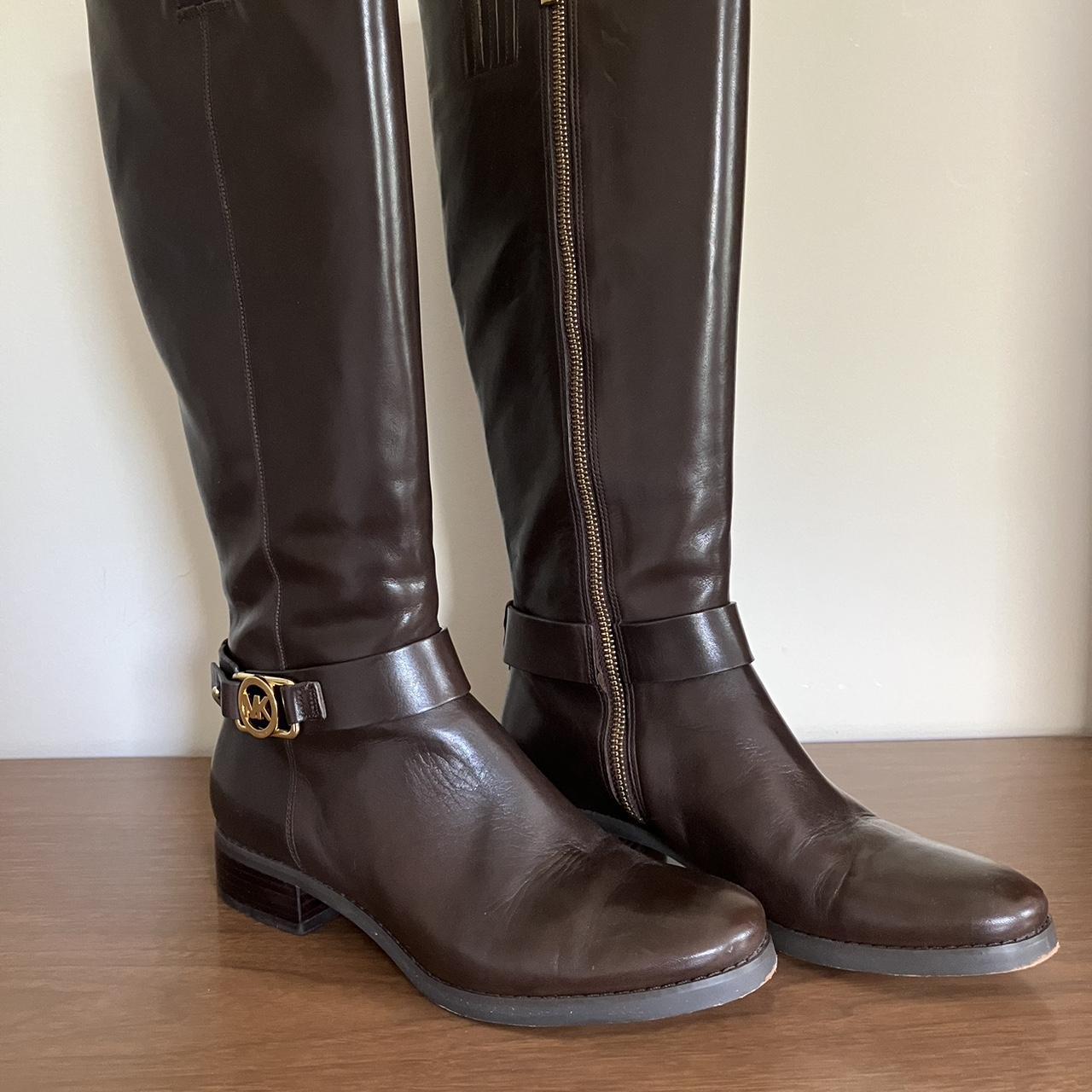 Michael kors riding on sale boots two tone