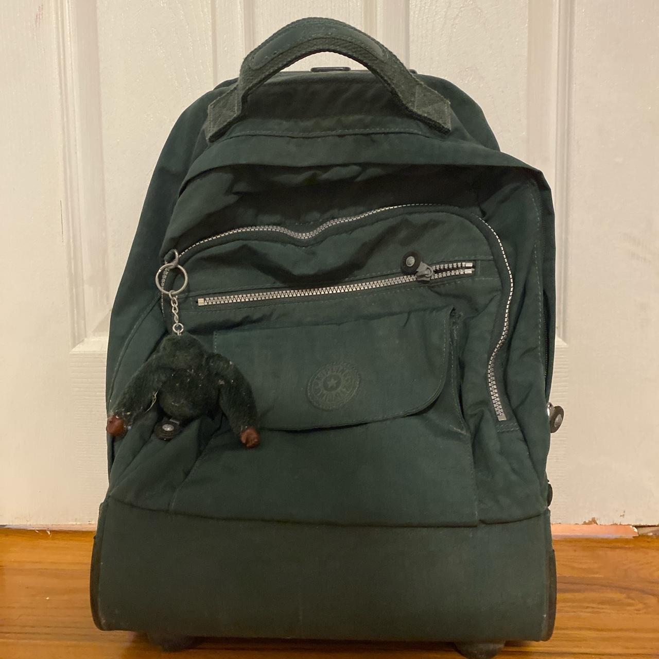 Olive green Kipling rolling backpack + regular... - Depop
