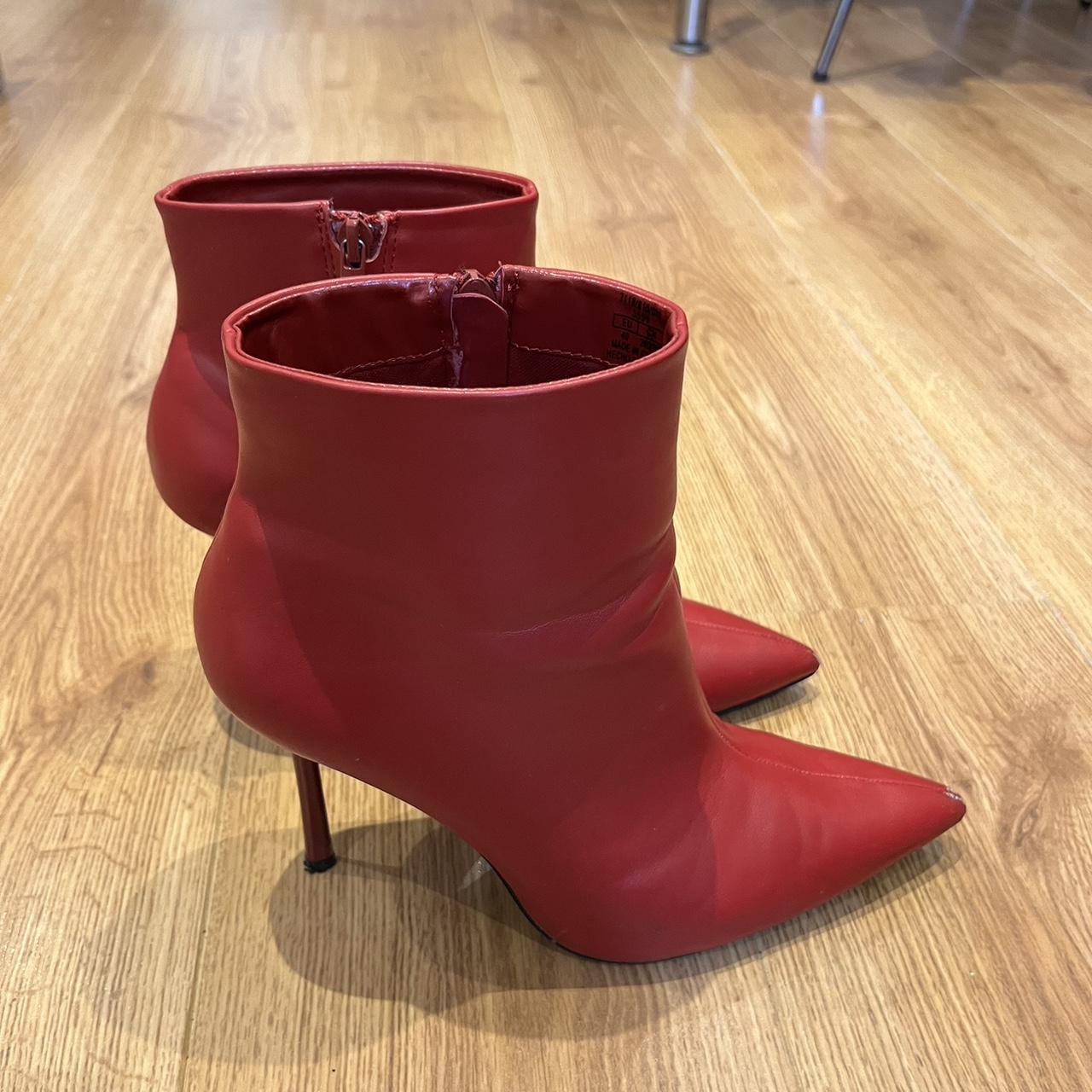 Red Zara Heel Boots Depop