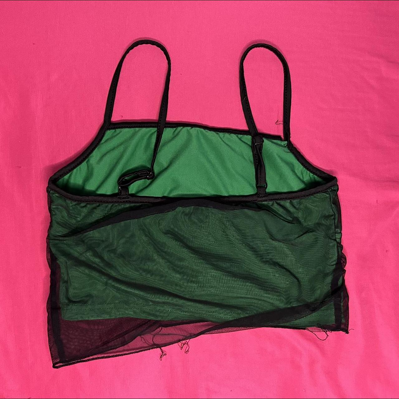 green top with black sheet, not stretchy, okay... Depop