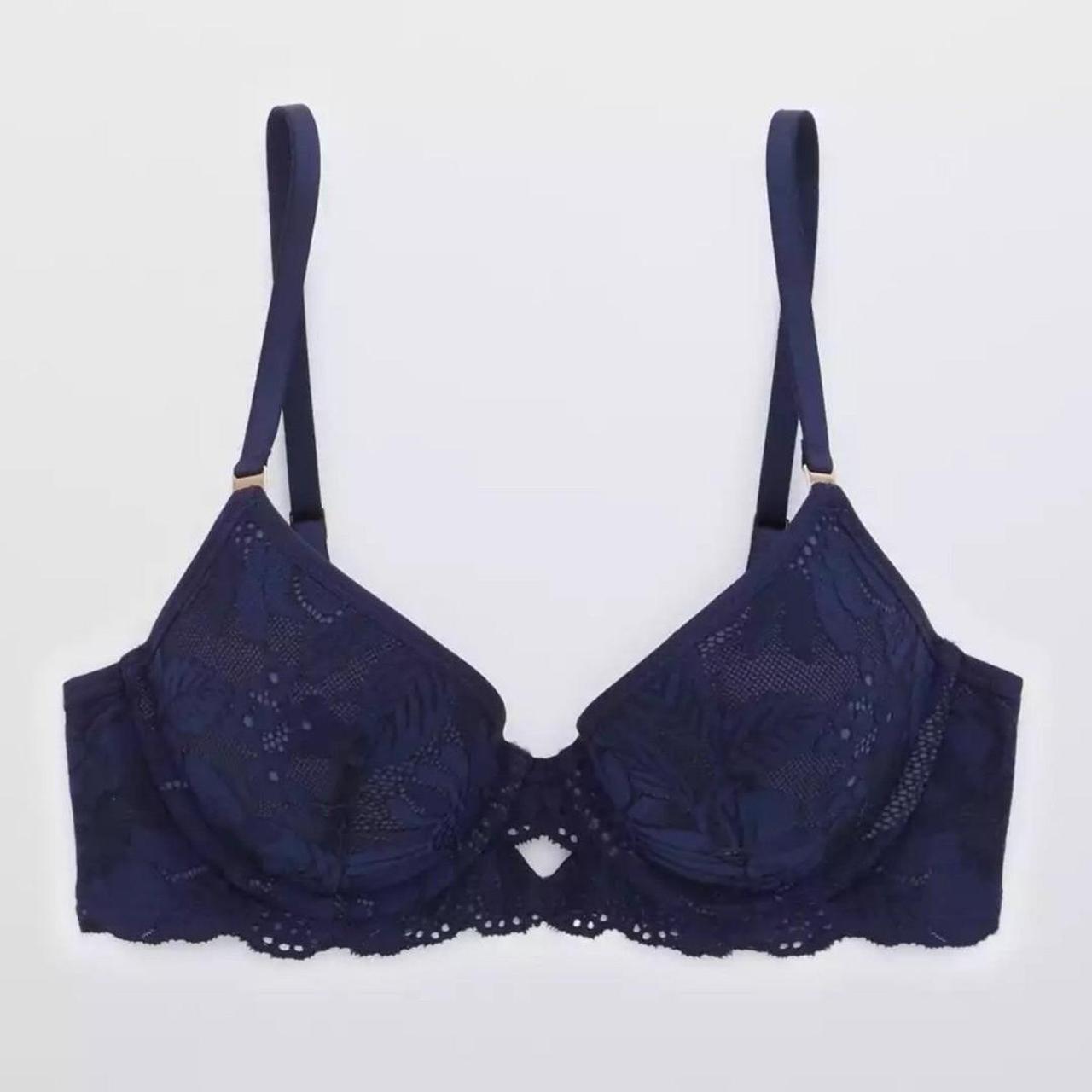 AERIE Brooke royal blue lace padded underwire pushup - Depop