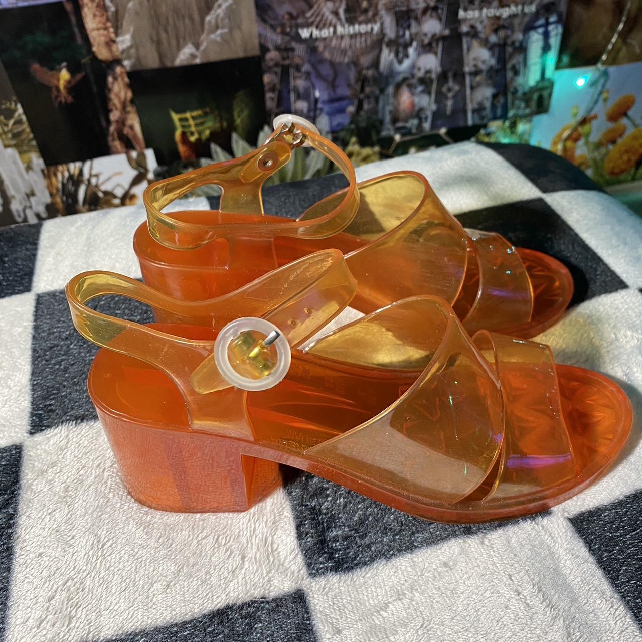 Retro Style Orange Jelly Heel Sandals Size. Depop