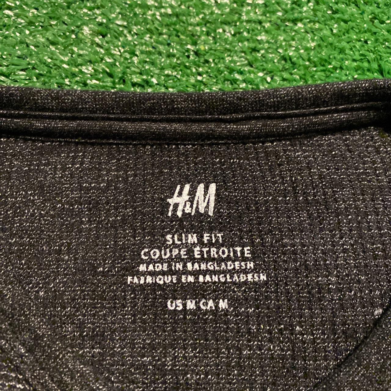 Black Textured H&M Slim Fit Long Sleeve T... Depop
