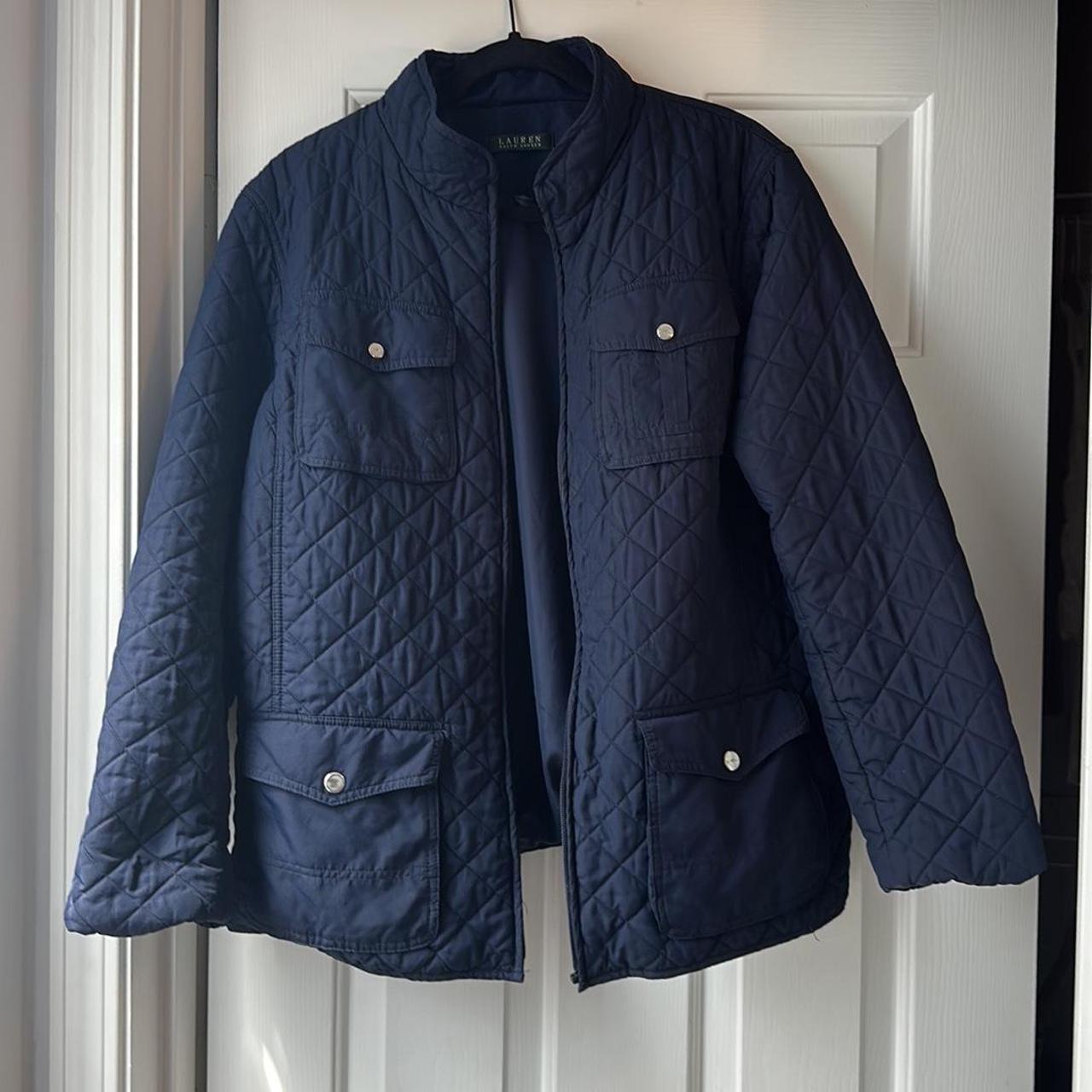 Lauren Ralph Lauren Jacket Women XL Blue Quilted - Depop