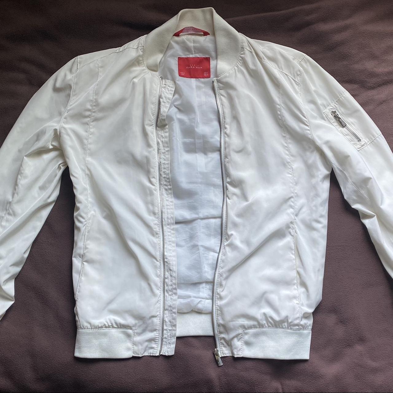 Basic Zara Men Cream Bomber Jacket Size Small. This... Depop
