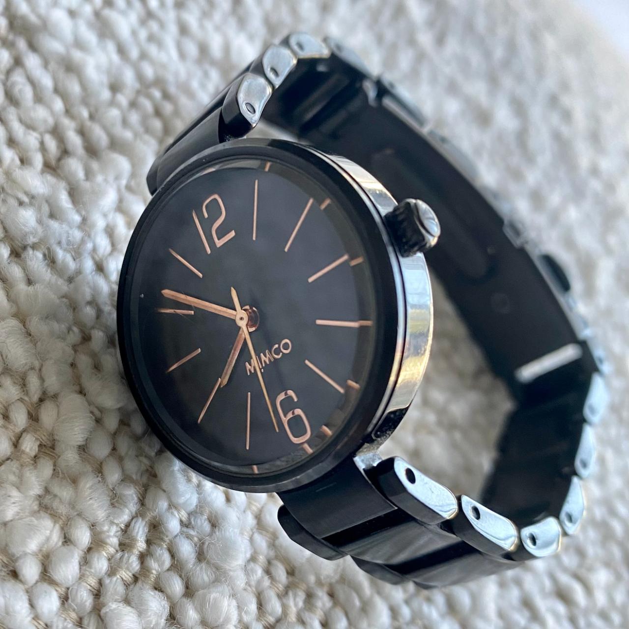 Mimco Ladies Timepeace Watch Black and Rose Gold Depop