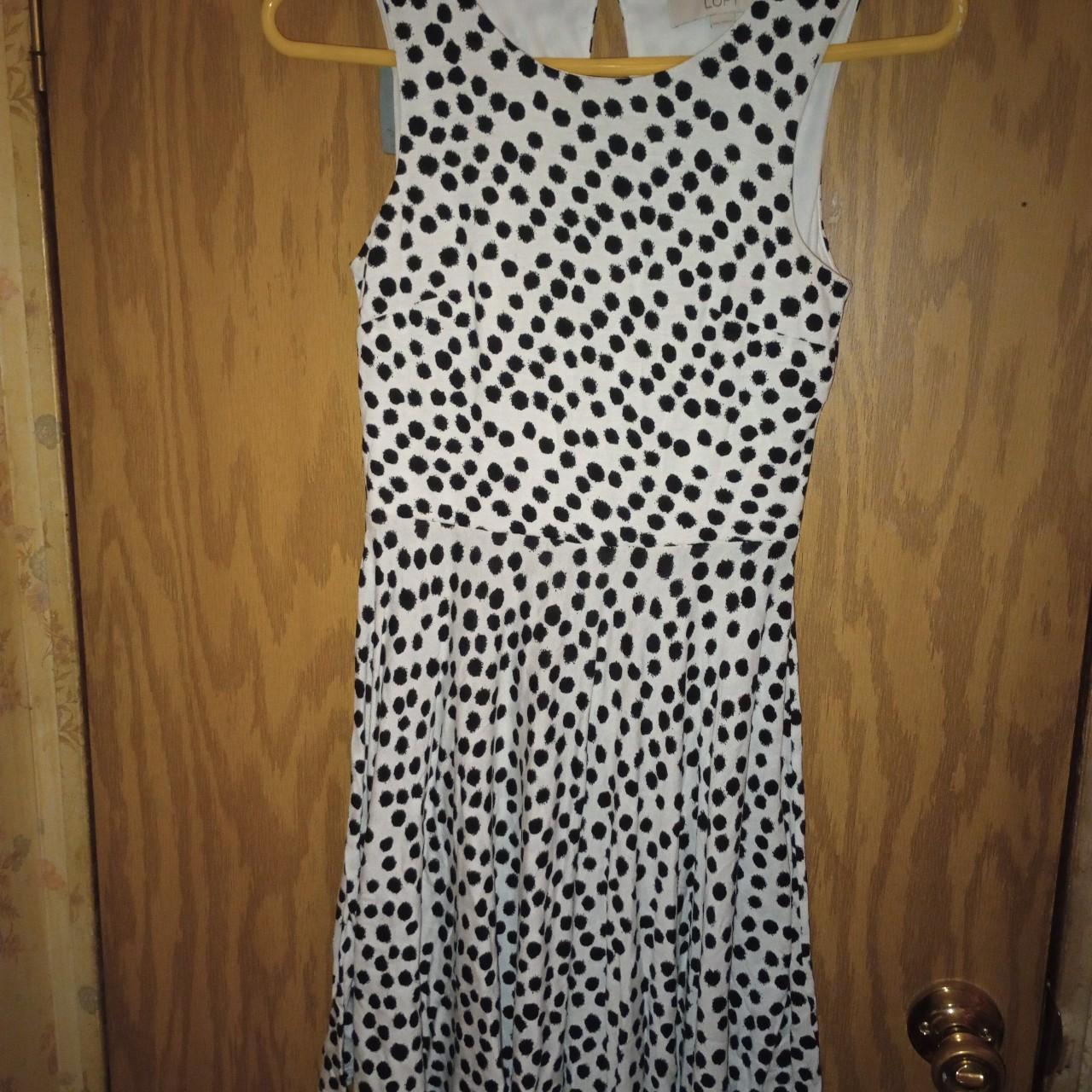 Ann Taylor Loft Petite Dress White Black Polka