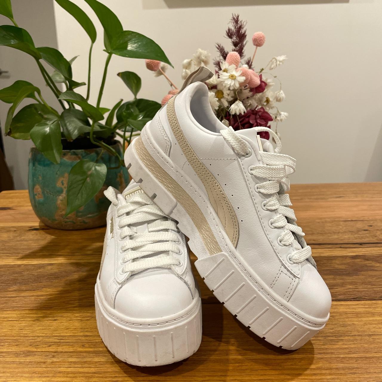 Puma Platform Sneakers White Gold Cream UK 4