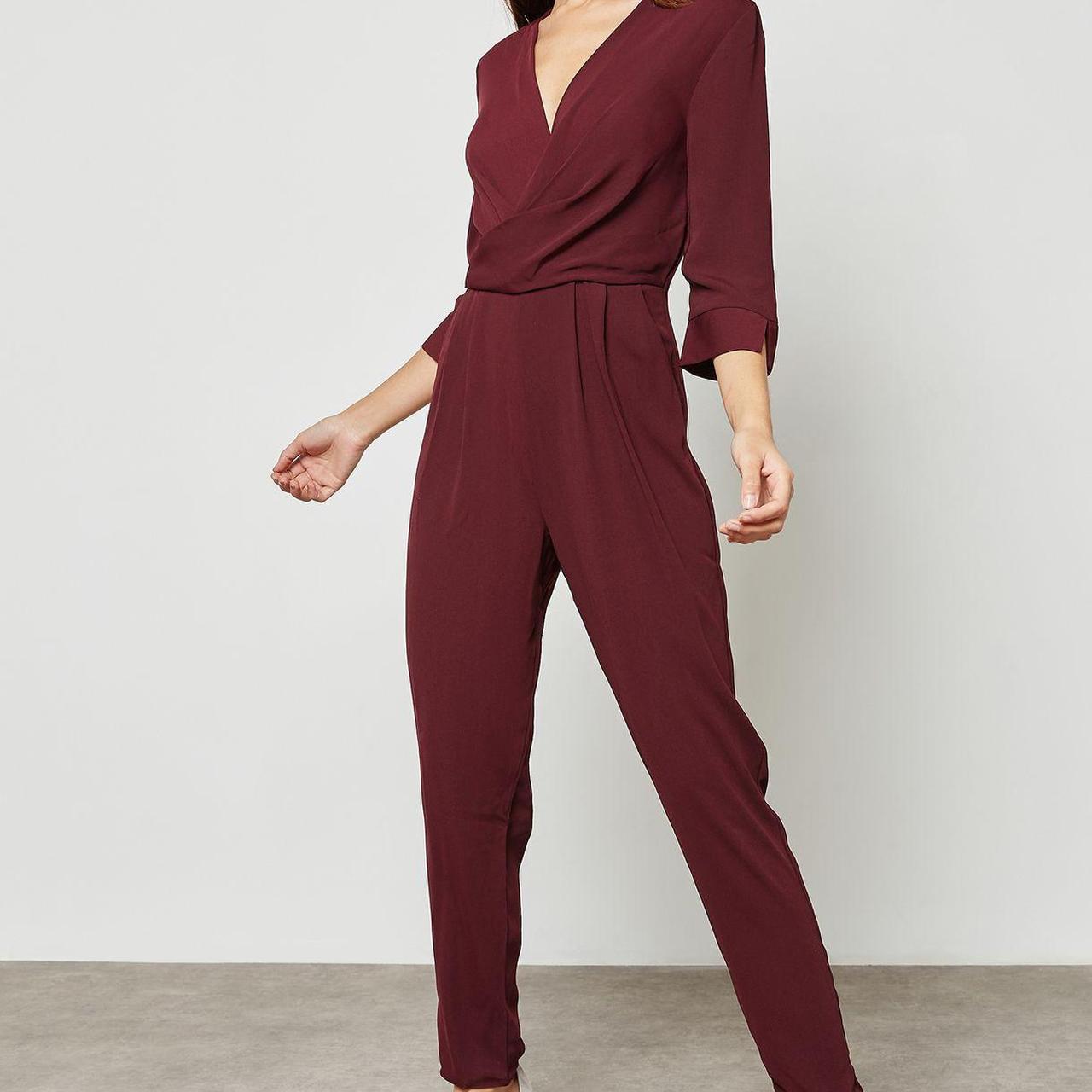 Miss Selfridge s burgundy jumpsuit Size 14 runs. Depop