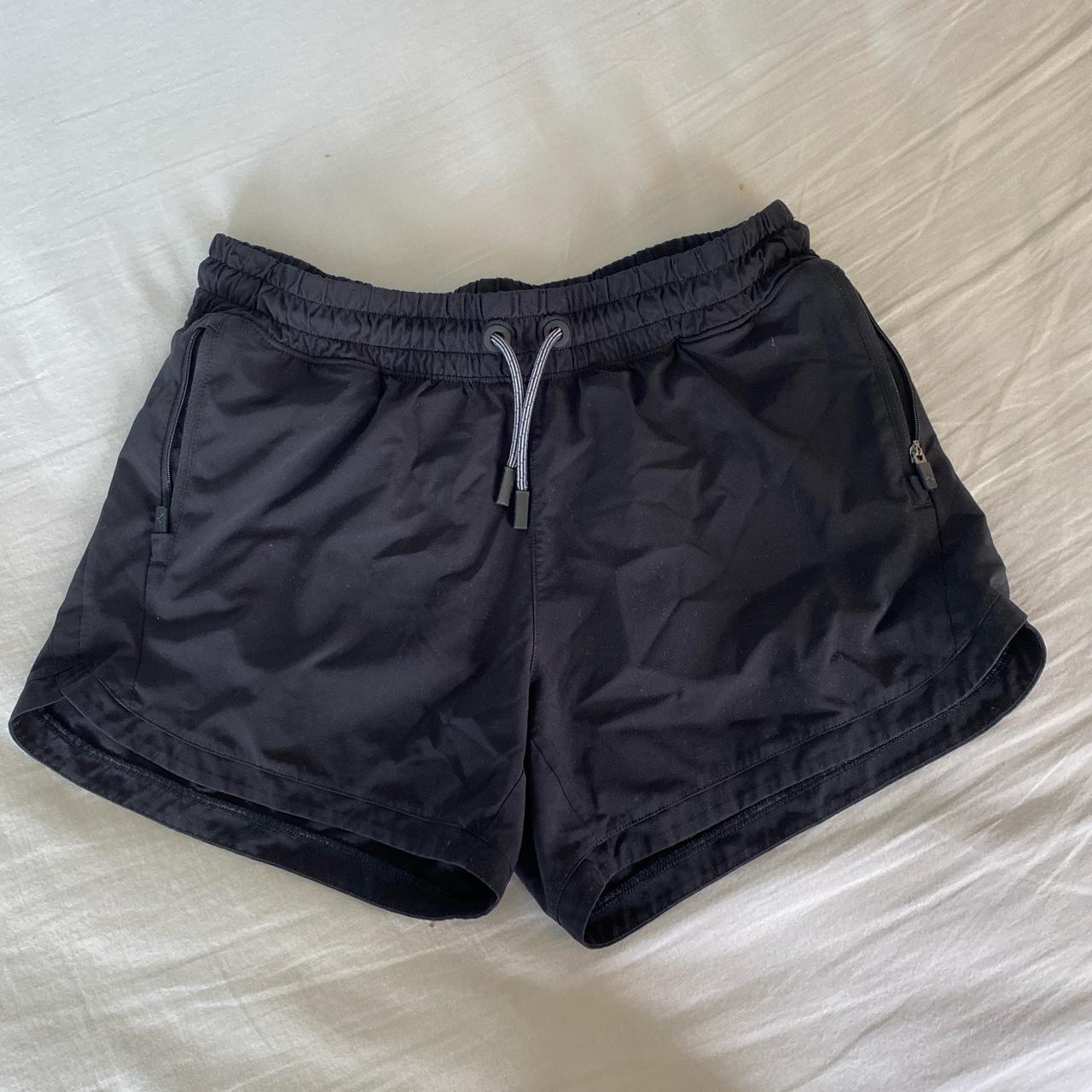 Athleta girl black running shorts w 3 pockets size... Depop