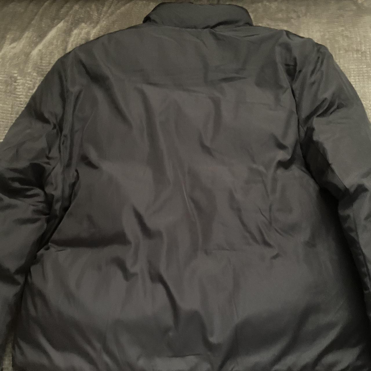 Black Graphic Puffer Jacket - Depop