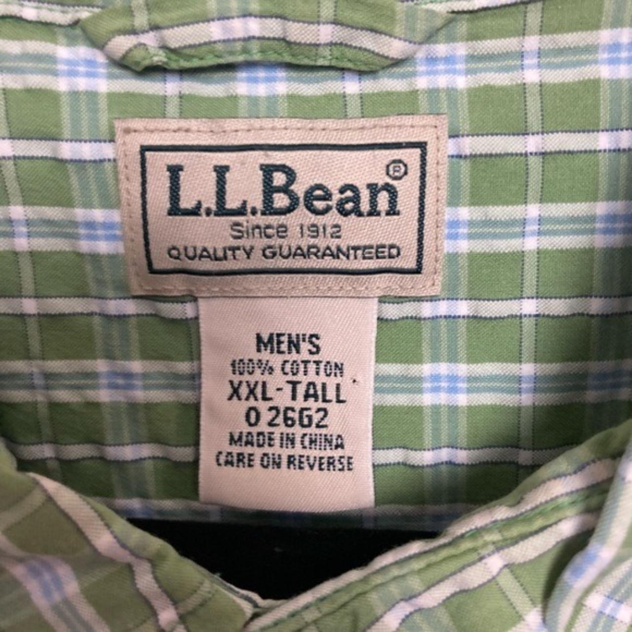 L.L. Bean green blue seersucker short sleeve button... - Depop