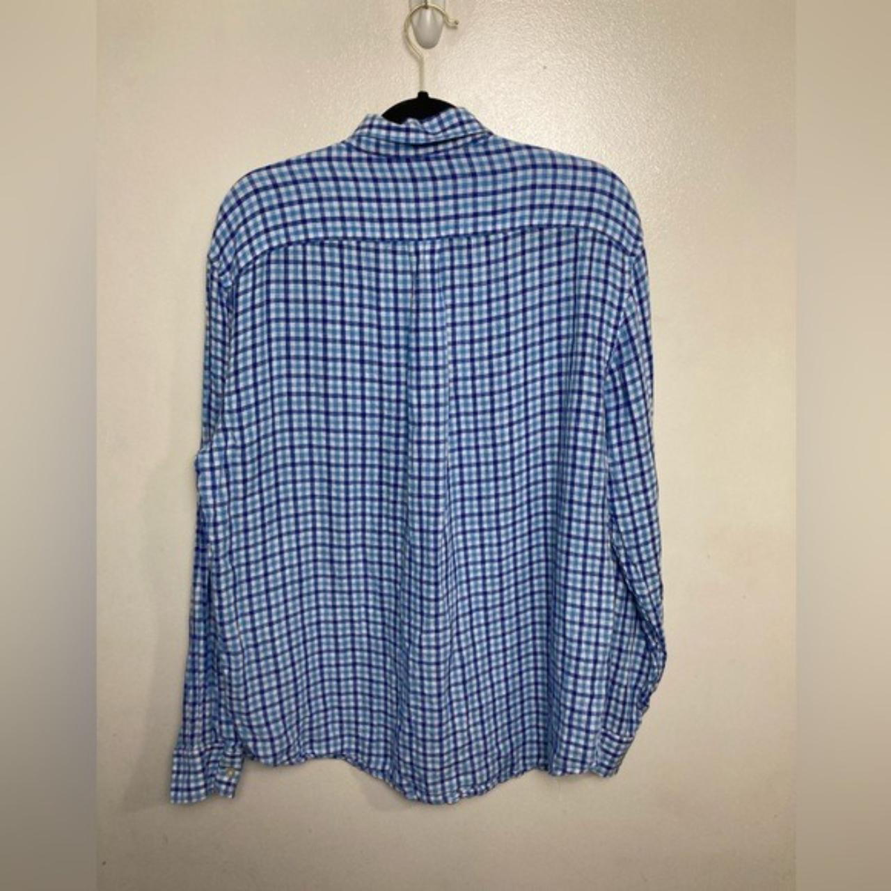 Vineyard Vines blue check linen classic fit Tucker... - Depop