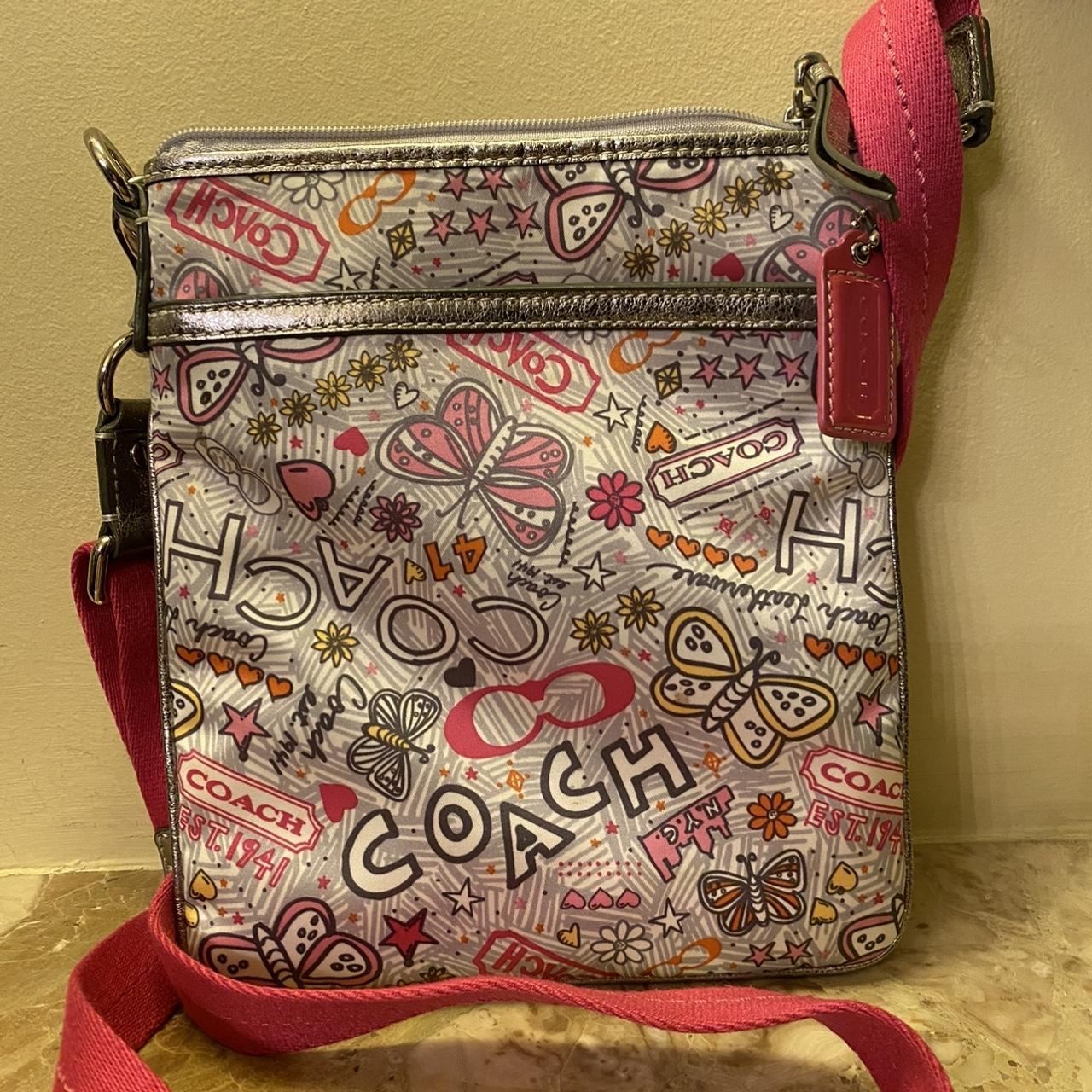 COACH poppy 17890 RUBY RED lurex outline Glam Tote shoulder bag purse  handbag | eBay