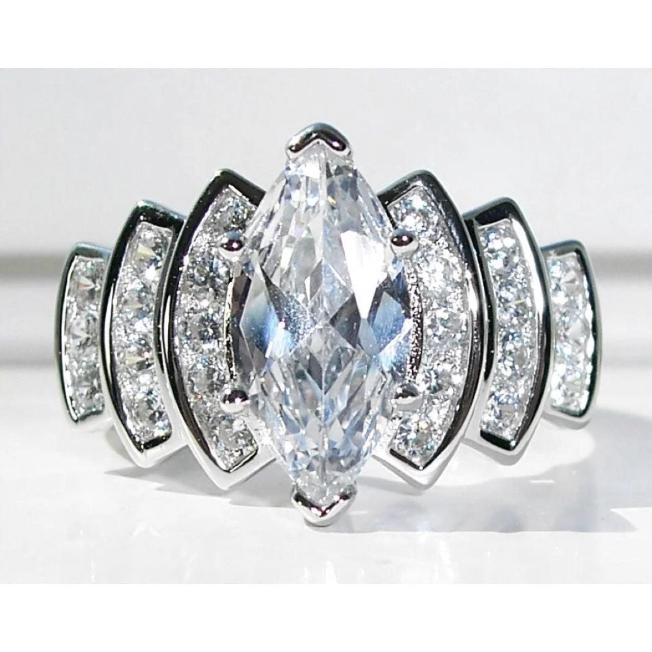 Sterling silver marquise hot sale cz ring