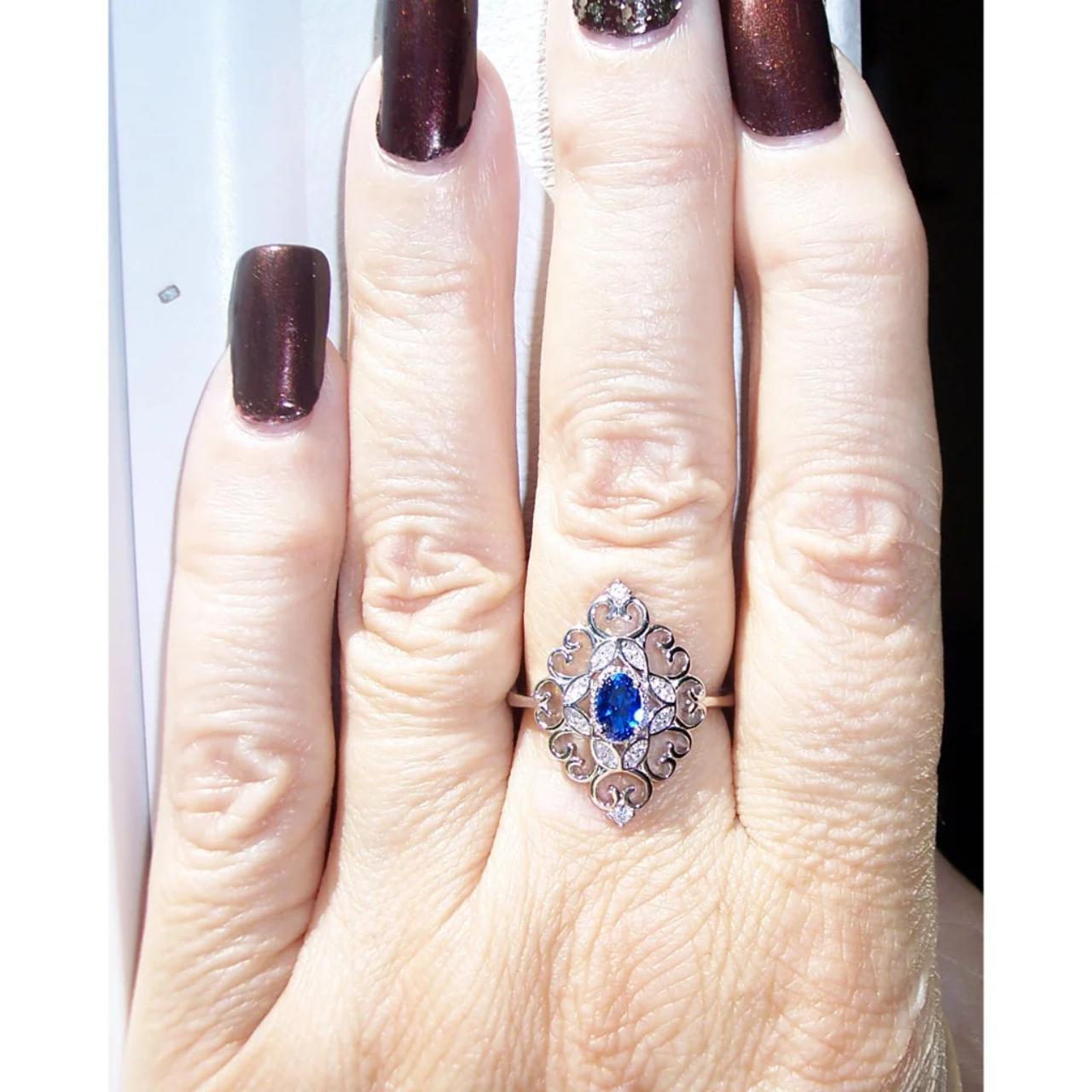 Blue Fire Opal Seven Stone Ring - Size L (6) - https://www.amandamay.co.uk