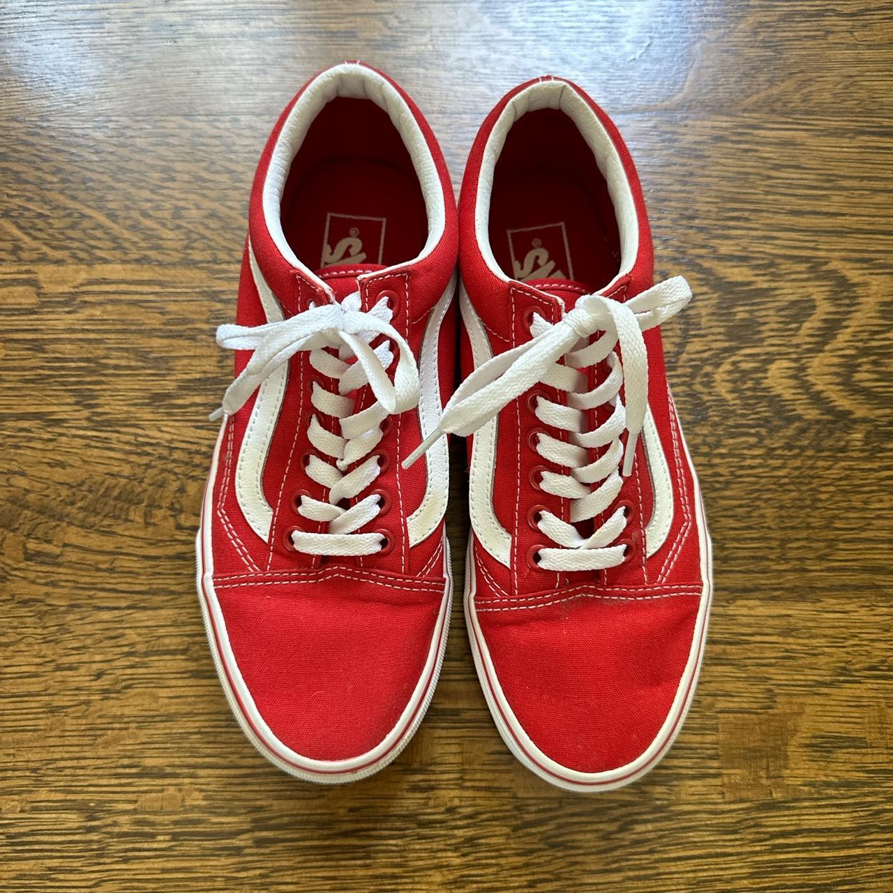 Worn twice red Vans sneakers. Women s 8. Super good