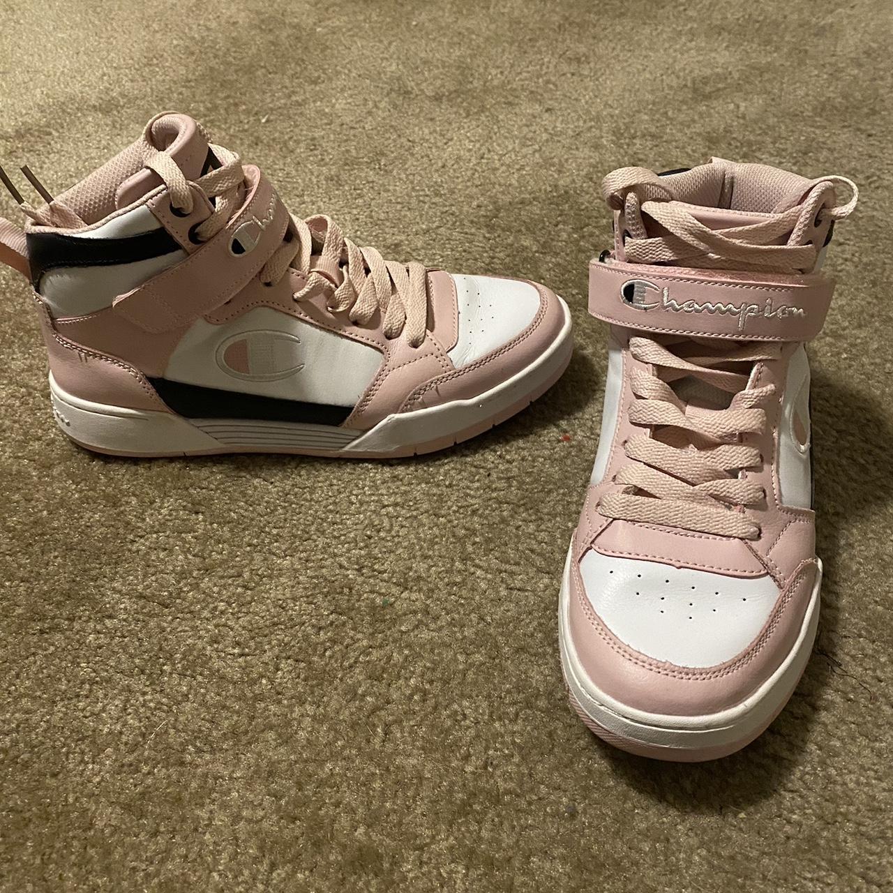 Pink and white champion shoes online