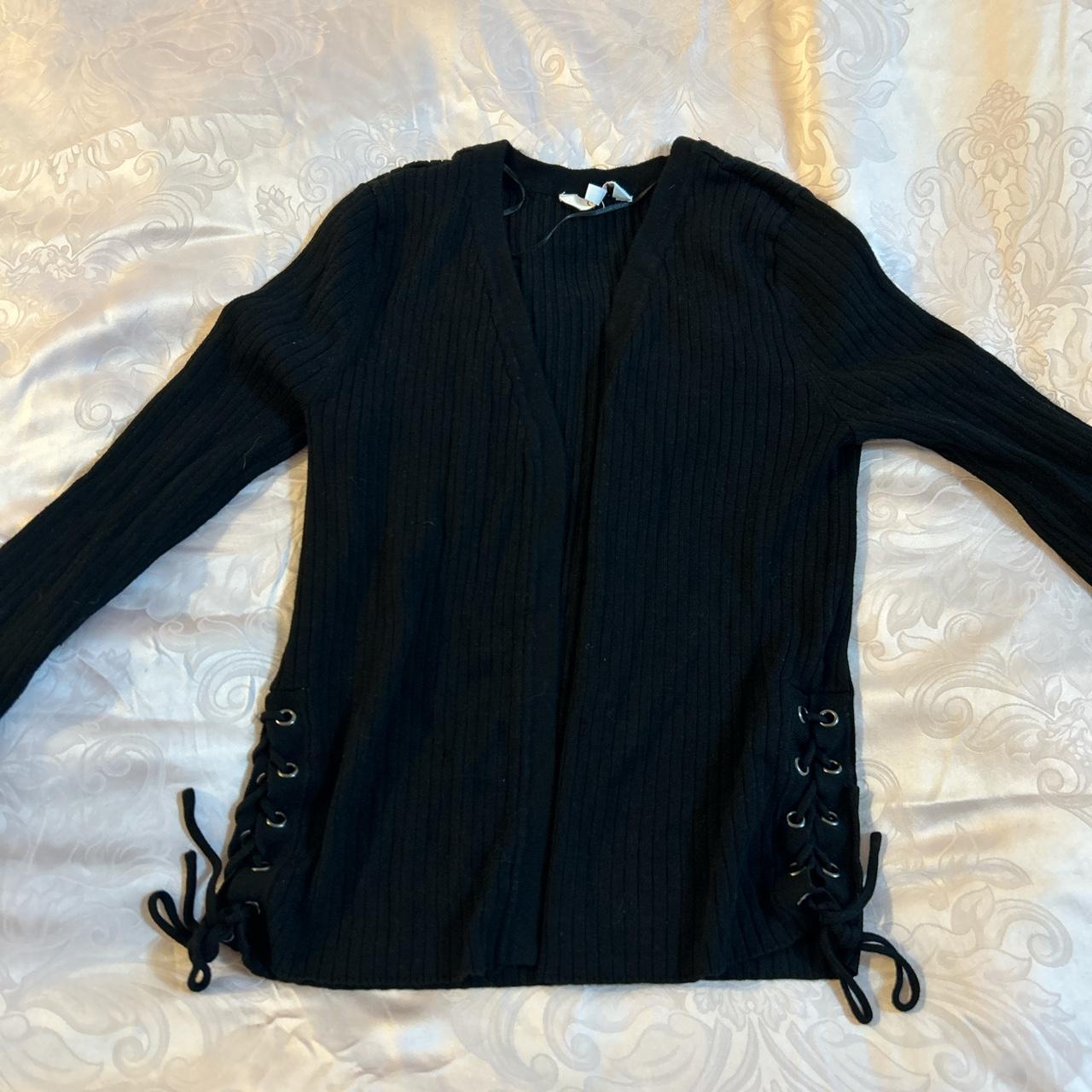 Black ribbed cardigan - size medium - ribbed soft... - Depop