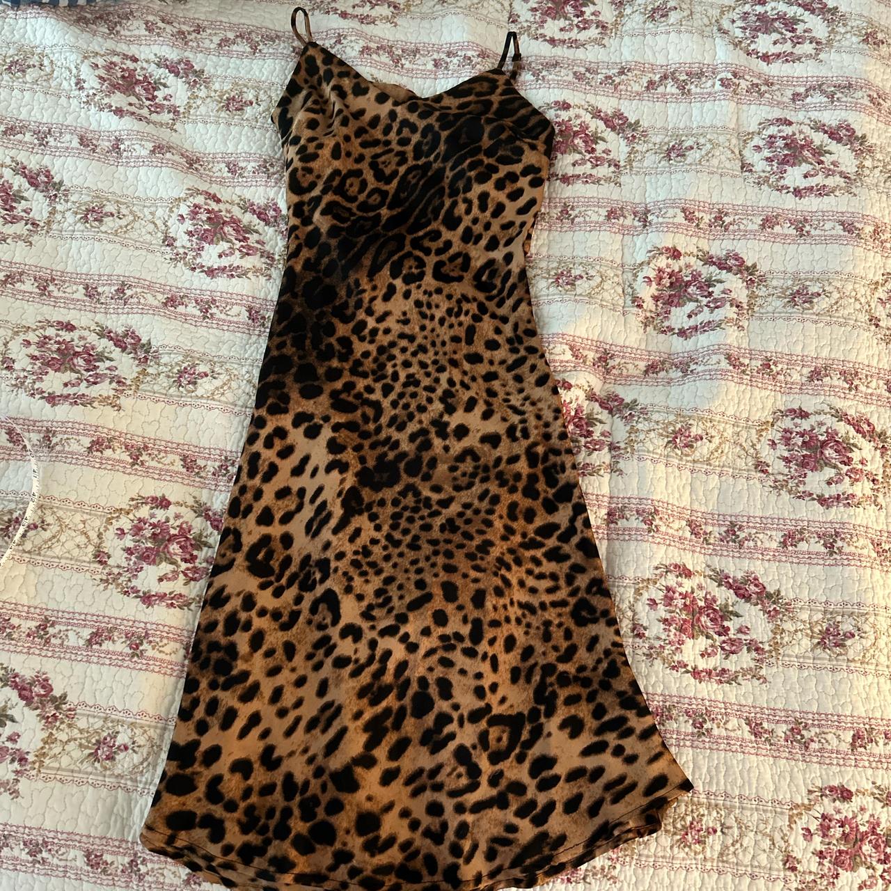Cheetah print slip dress size medium. Length is 35”,... - Depop