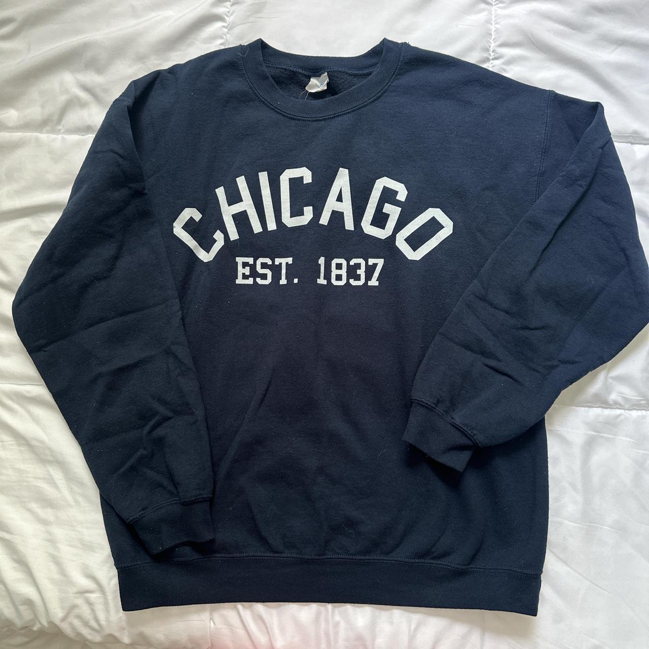 Navy blue crewneck sweatshirt with white Depop