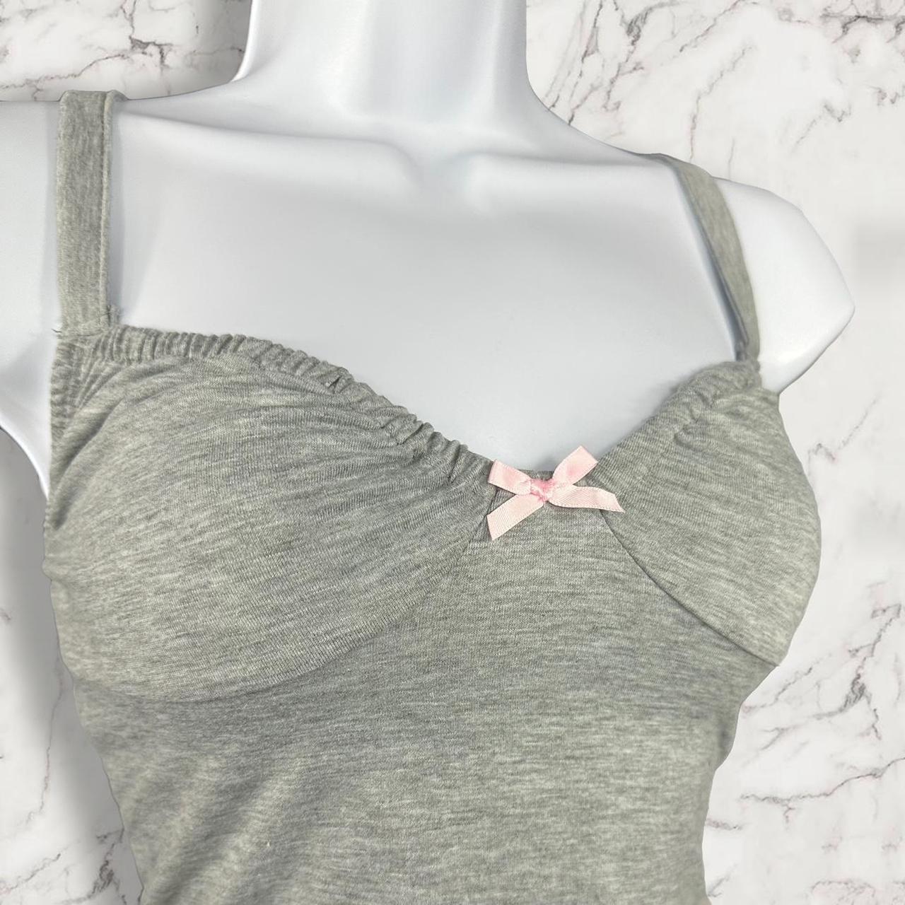 mini bow cami top *brand new* size small light grey... - Depop